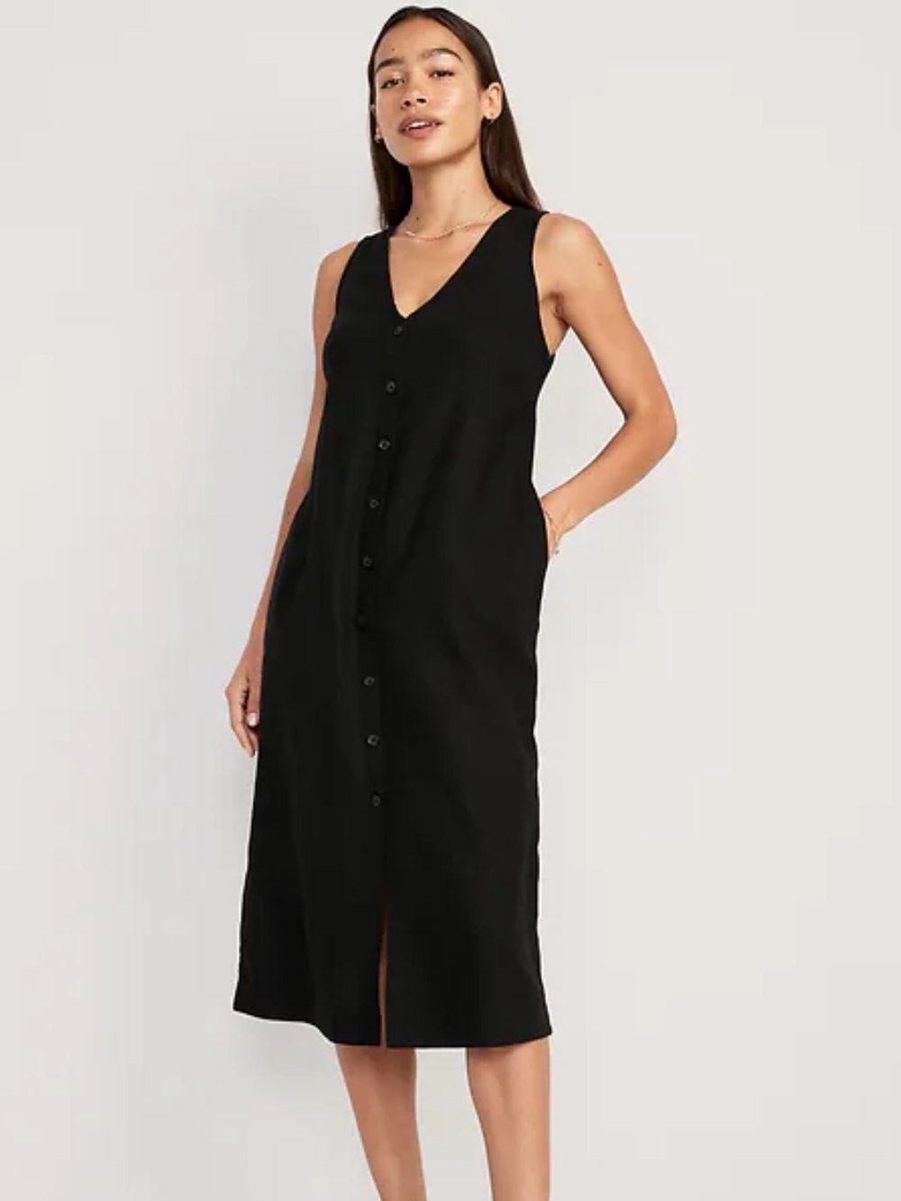 Old Navy Black Linen Dress - L